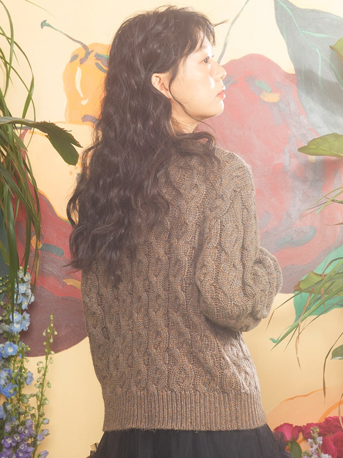 Love Strawberry Embroidered Cable Knitted Cardigan