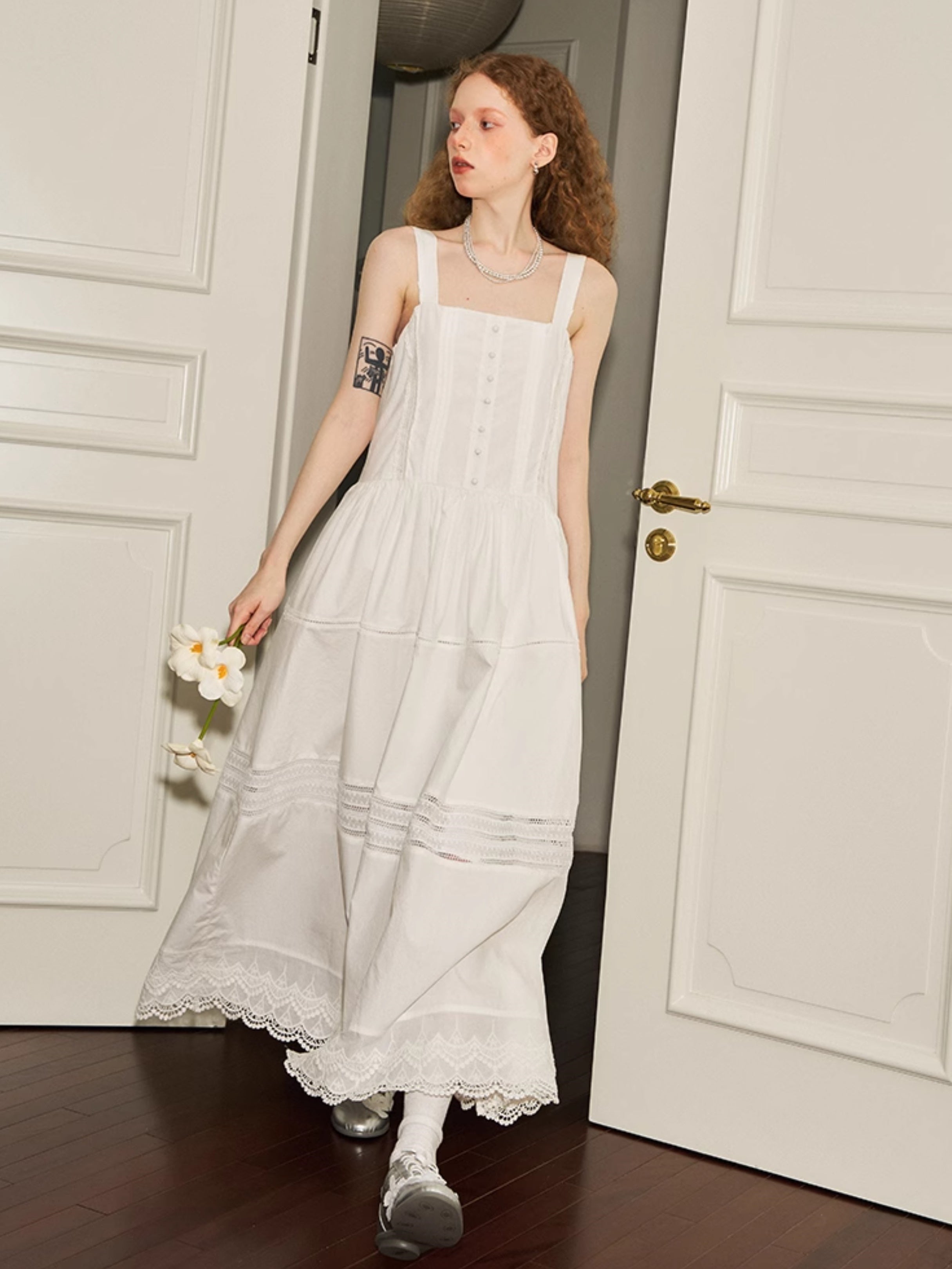 Lace Splicing Suspender One-piece