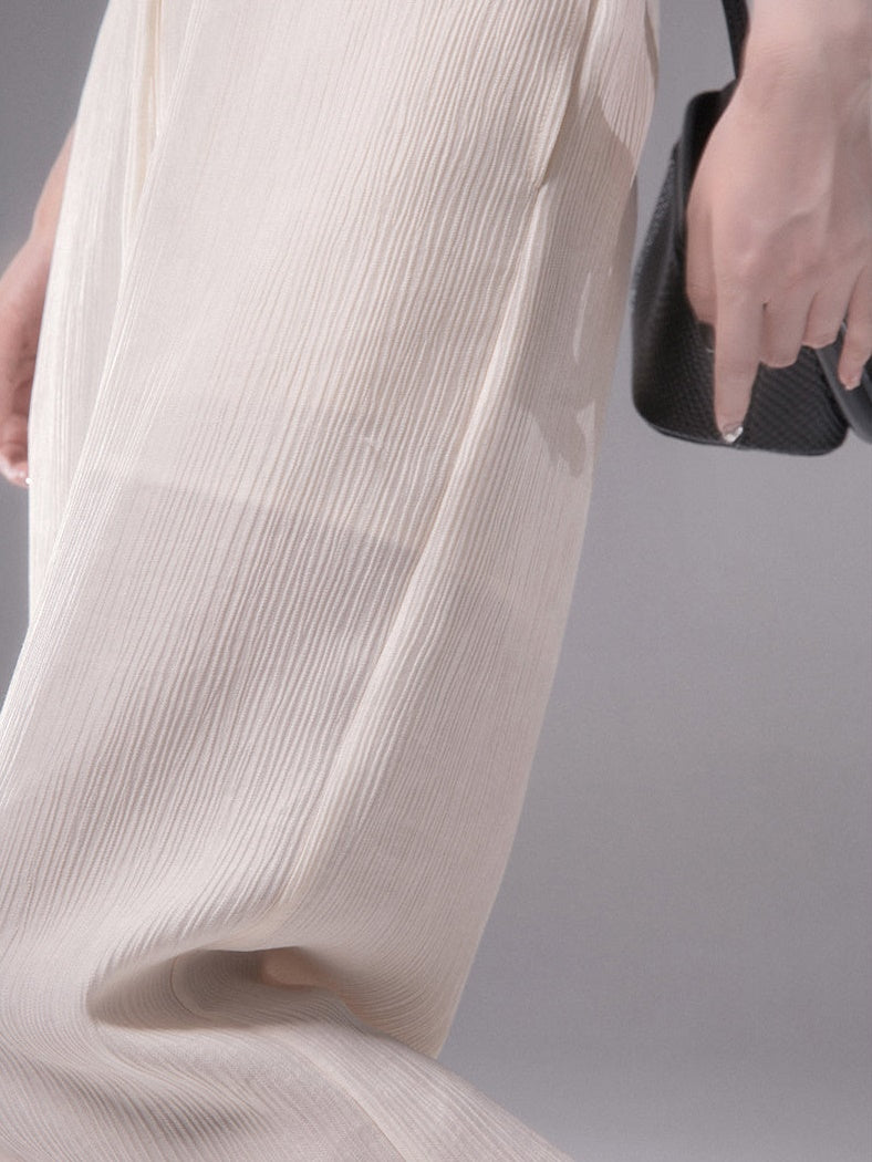 Vertical Texture Wide Leg Summer Pants