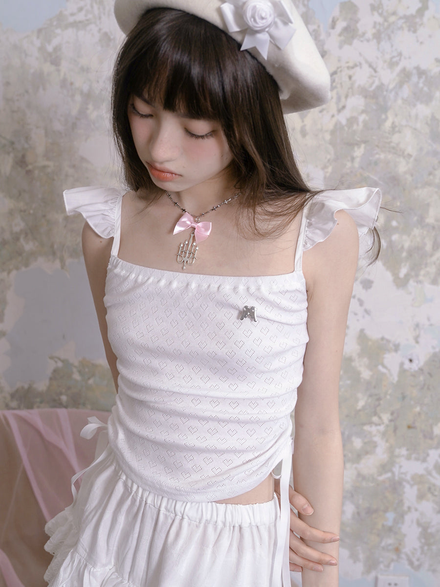 Flying Sleeve Love Jacquard Camisole