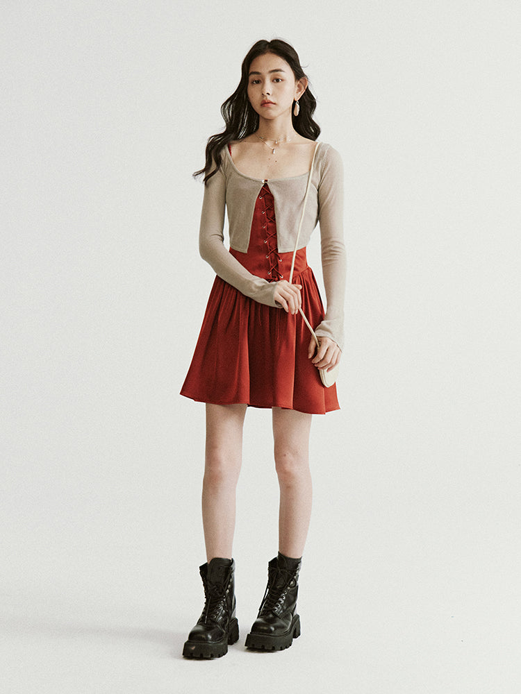 Woven Slanted Placket Dress
