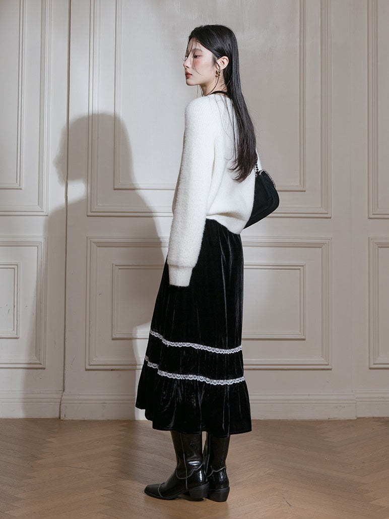 Pull à fente simple à col rond