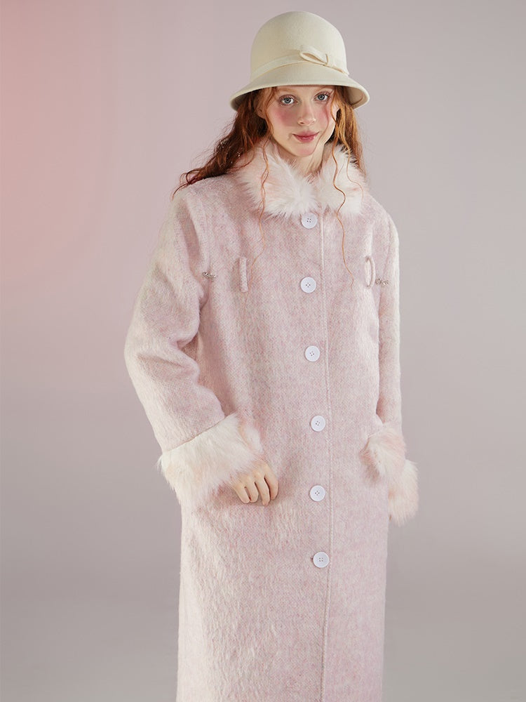 Fur Doll Collar Ribbon Strap Coat