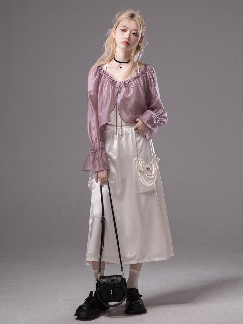 Sunscreen Cardigan & Lace Camisole Setup