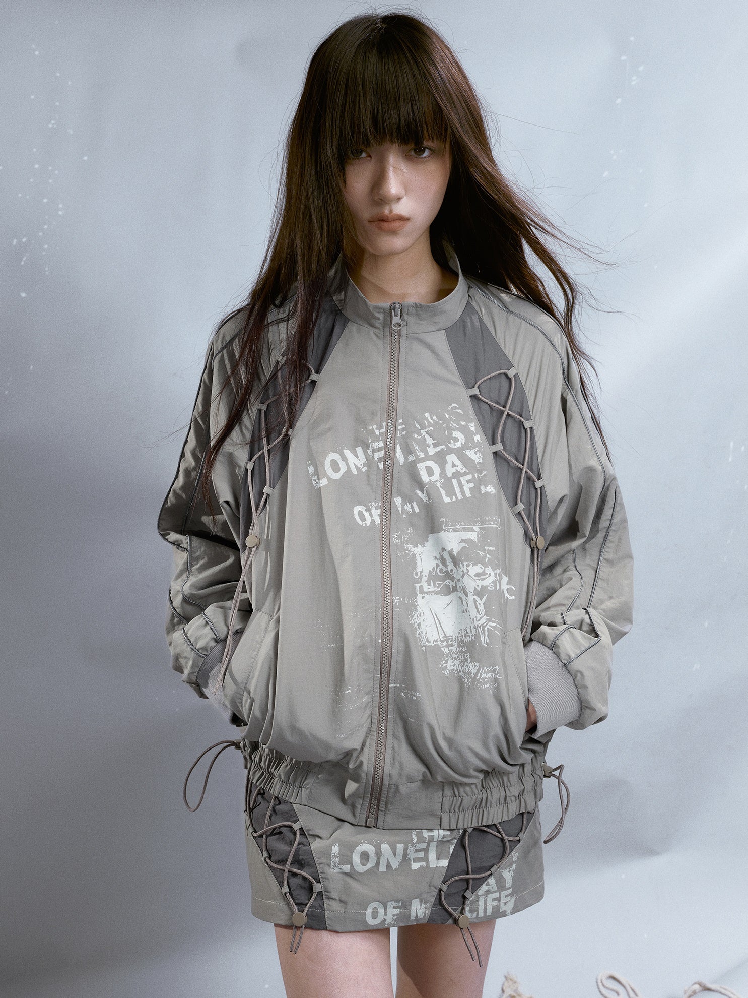 프린트 스티치 스포츠 쇼트 스커트