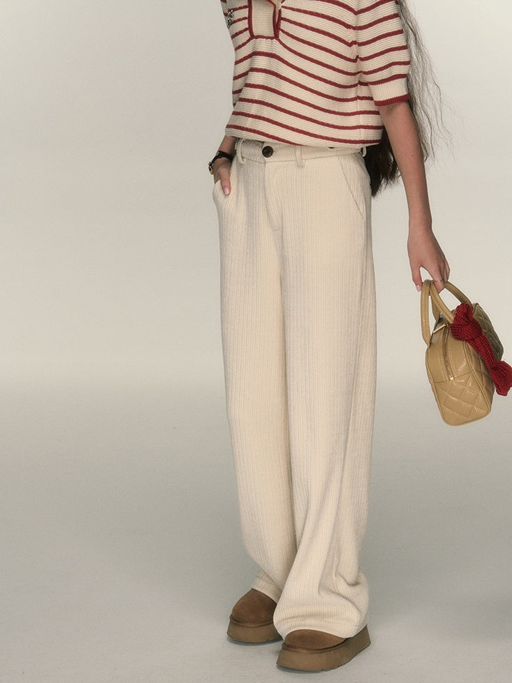 High Waist Corduroy Taste Straight Casual Pants