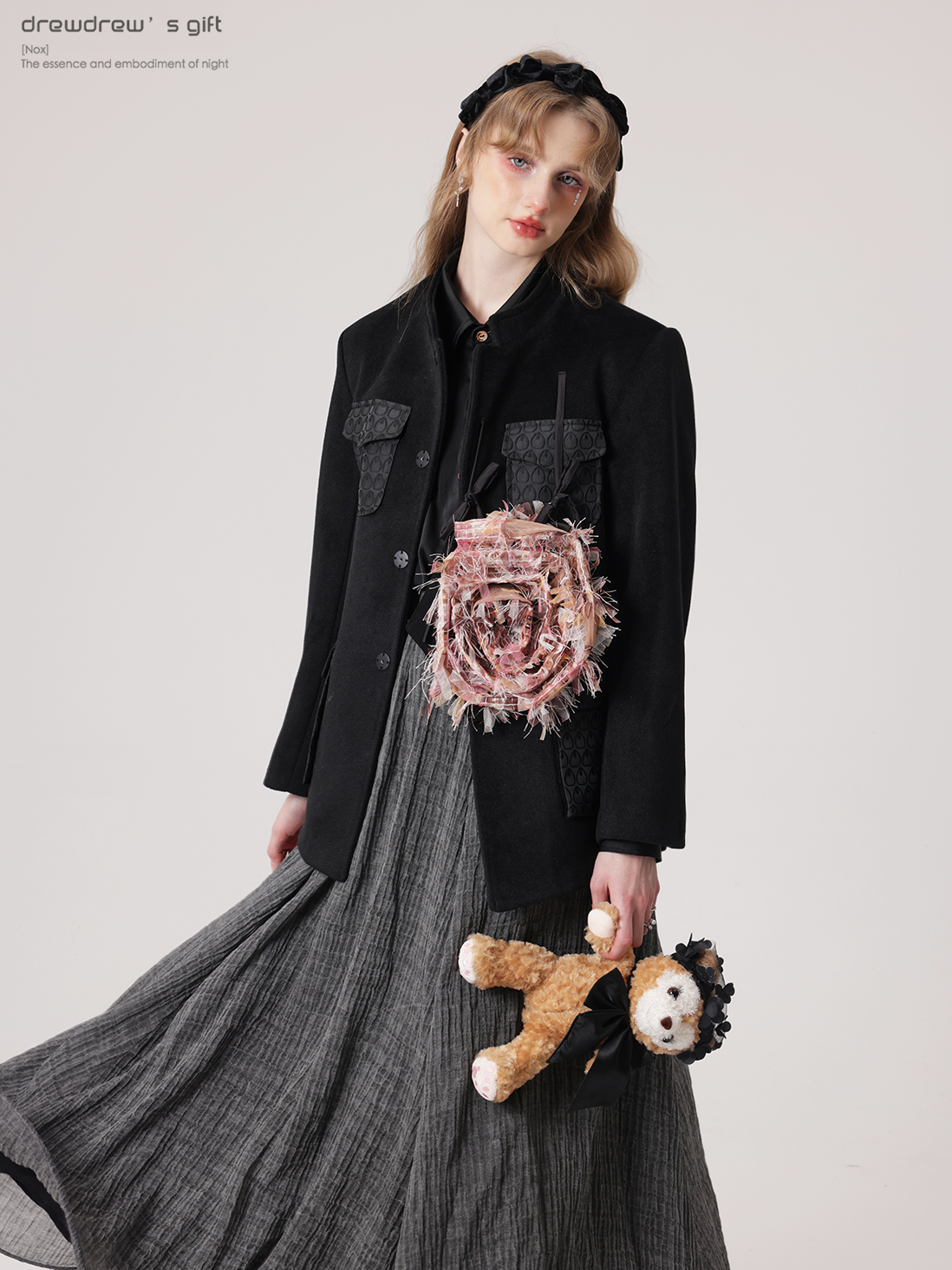 Rose Detachable Mid-mountain Collar Jacket