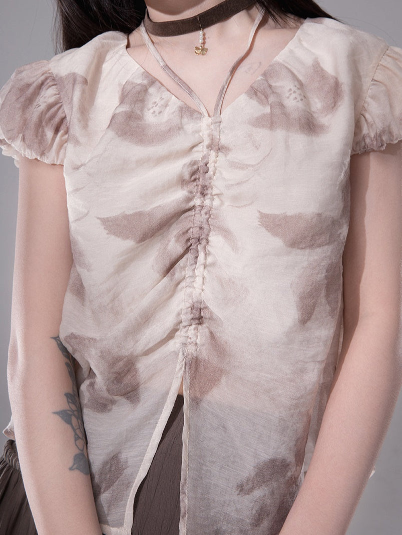 V-Ausck-Chifon-Hemd sammeln