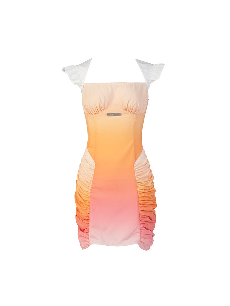 Gradation Tight Colorful Gather ONE-PIECE