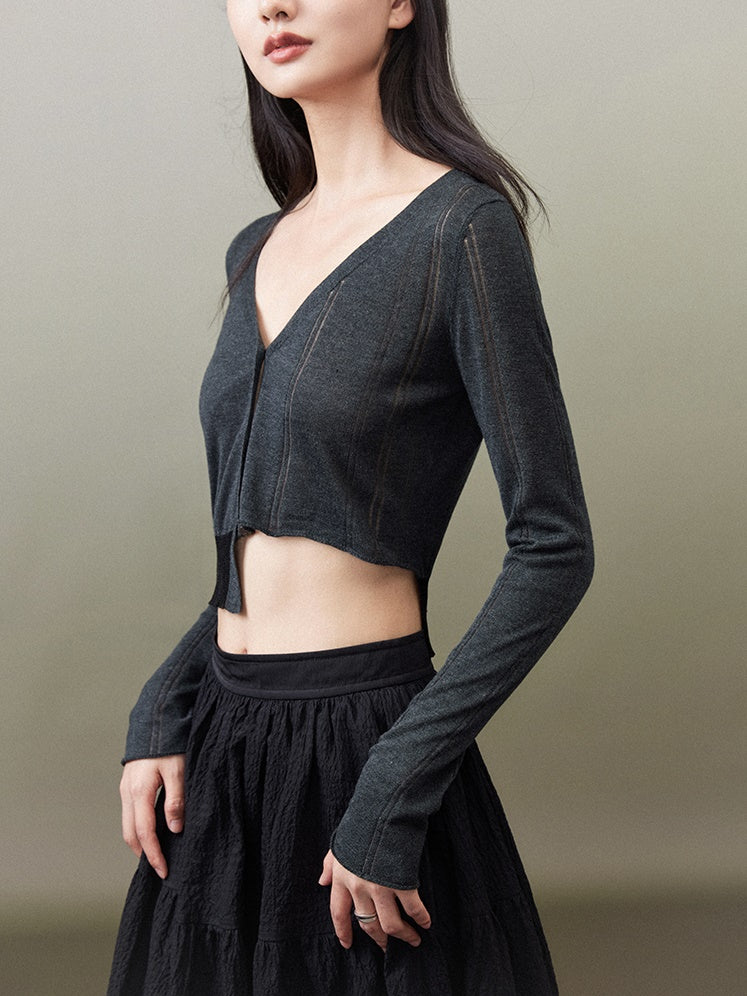 Cropped Knitted Cardigan