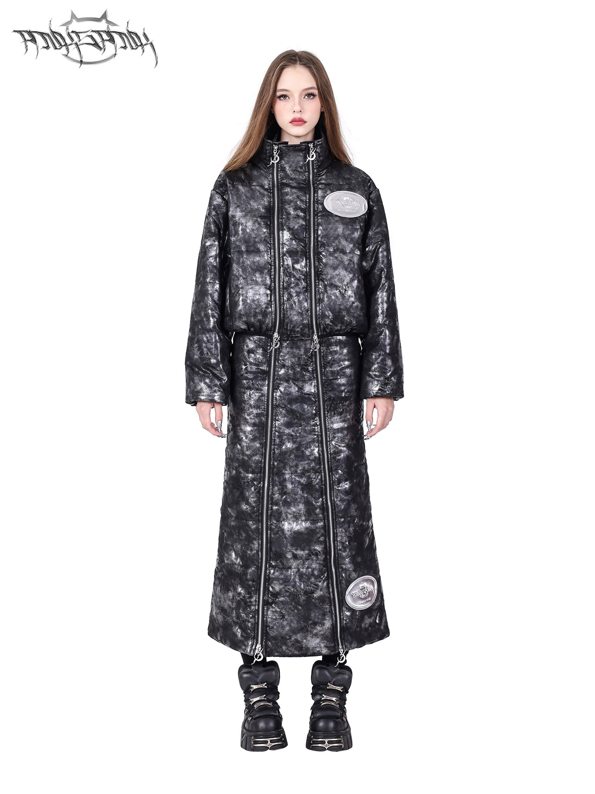 Double Zipper High Collar Short Jacket