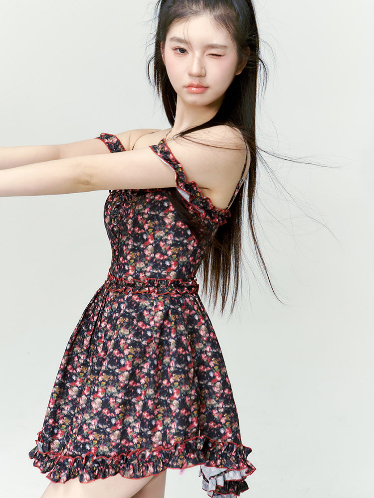 Blume Off-Shouder Retro ein Stück Retro