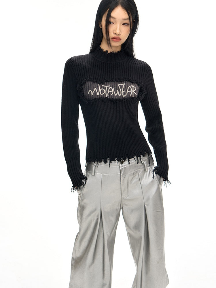 Reihe Rand Slim Fit Flaschenhals Pullover