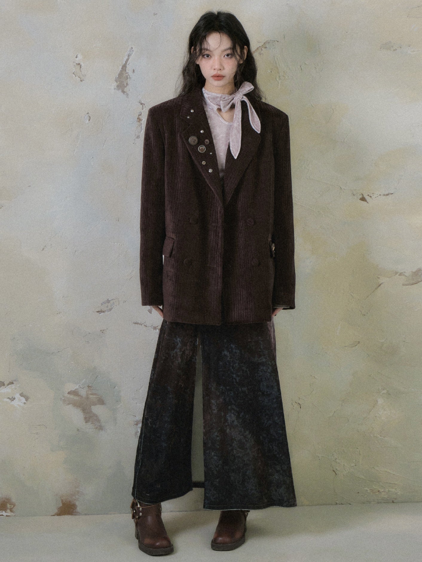 Double Breasted Loose Corduroy Jacket