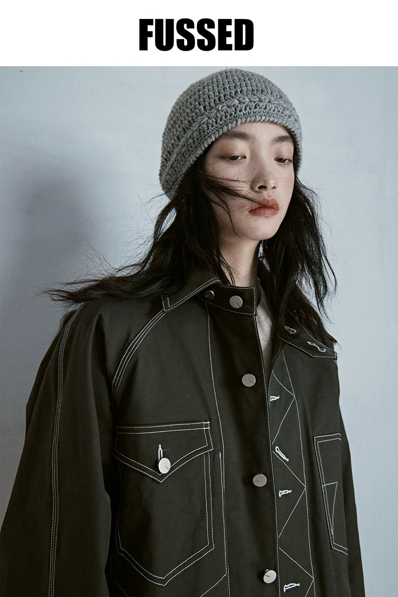 Stitch Oversize Casual Retro Jacke