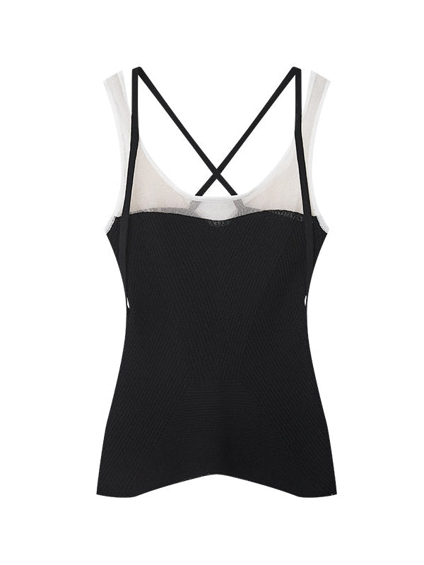 Knitted Stitching Strap Tank Top