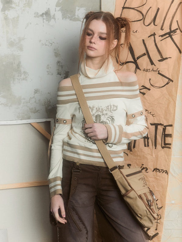 One-shoulder Long-sleeved Pullover