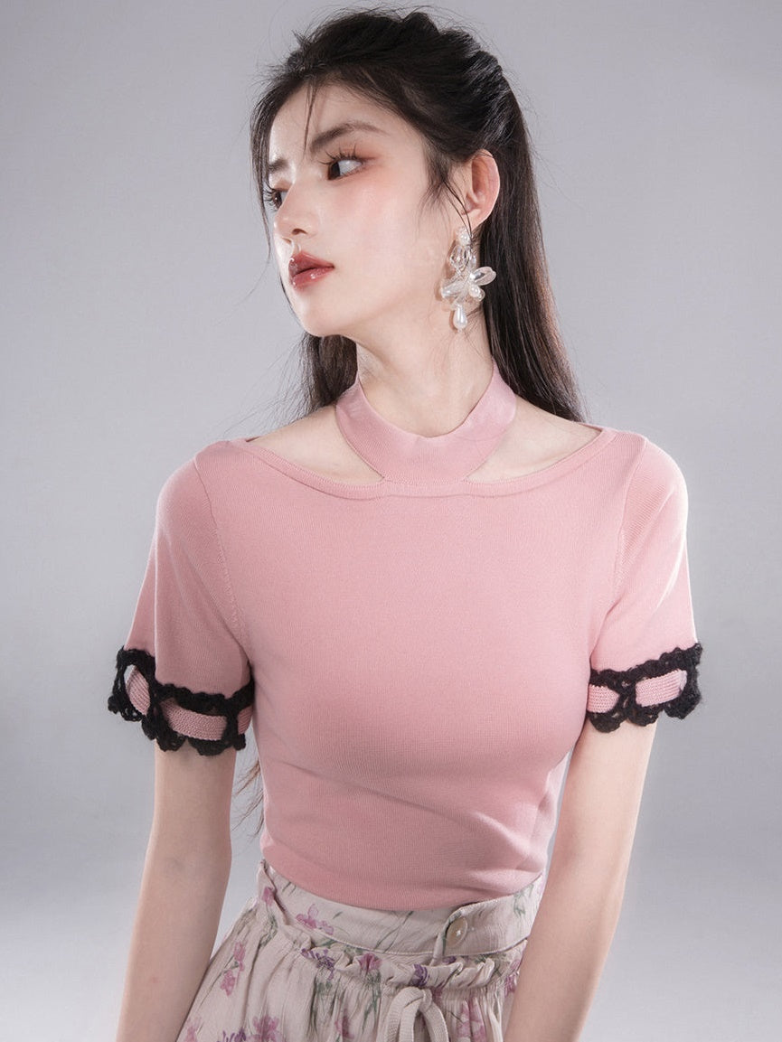 병목 현상 컷 아웃 디자인 티셔츠