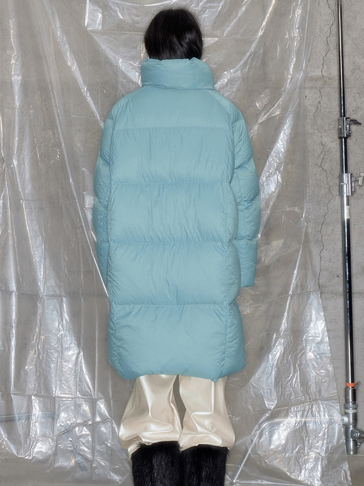 퀼트 초경량의 긴 스탠드 콜라 다운 재킷