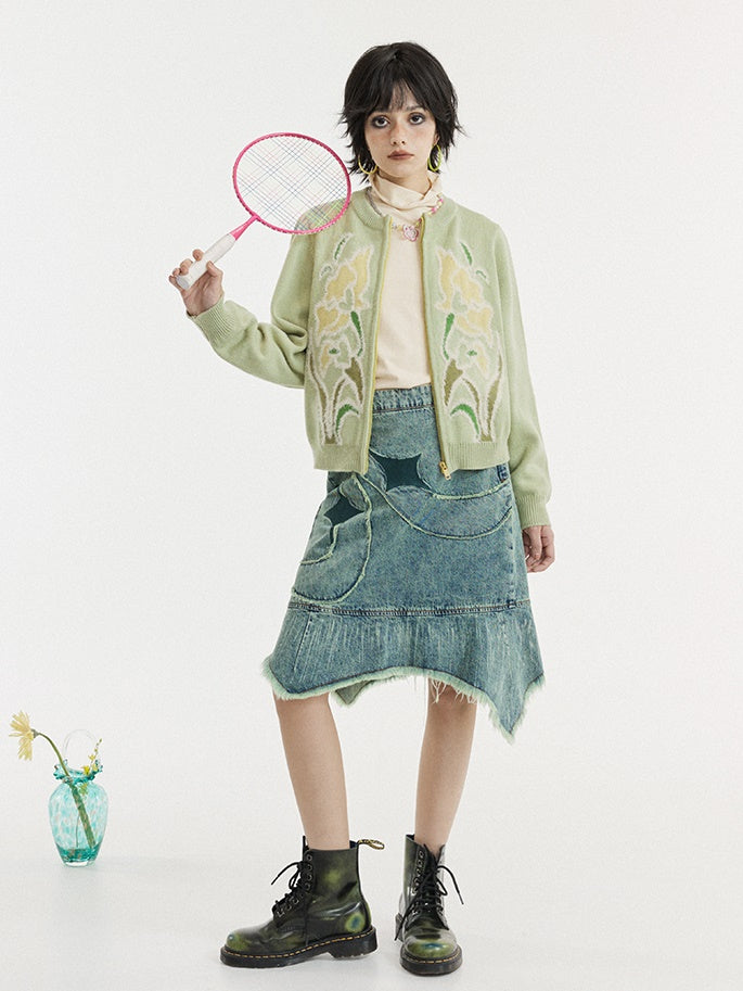 Cardigan jacquard lâche