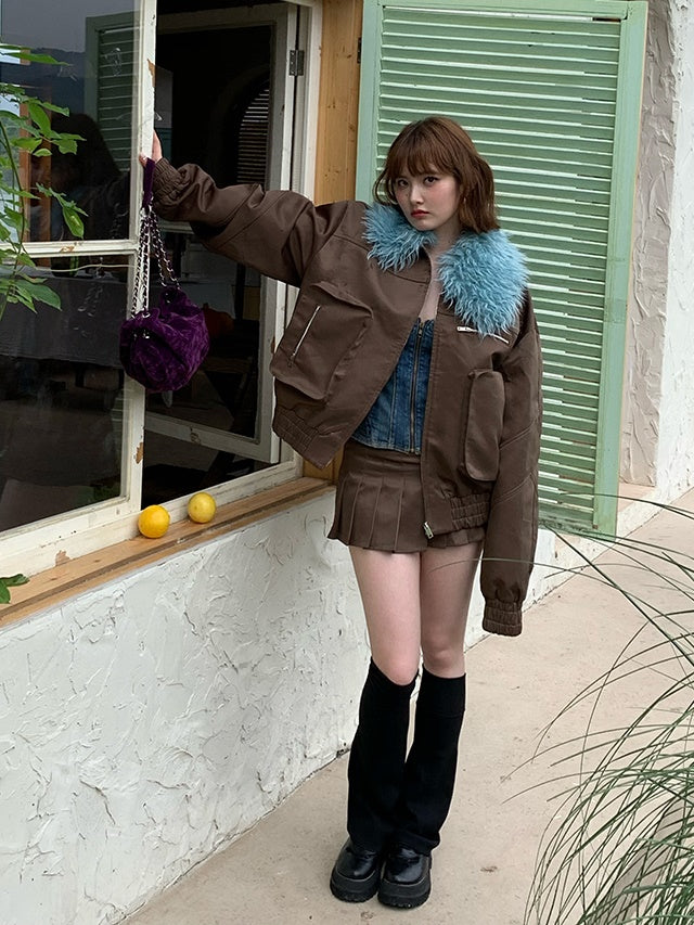 Tooling Large Pocket Jacket & Pleated Super Mini Skirt