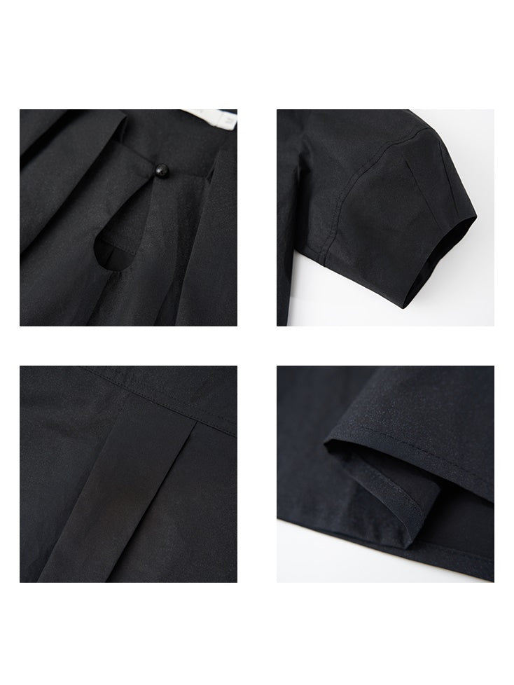 Drop Collar Niche Lantern Sleeve Shirt