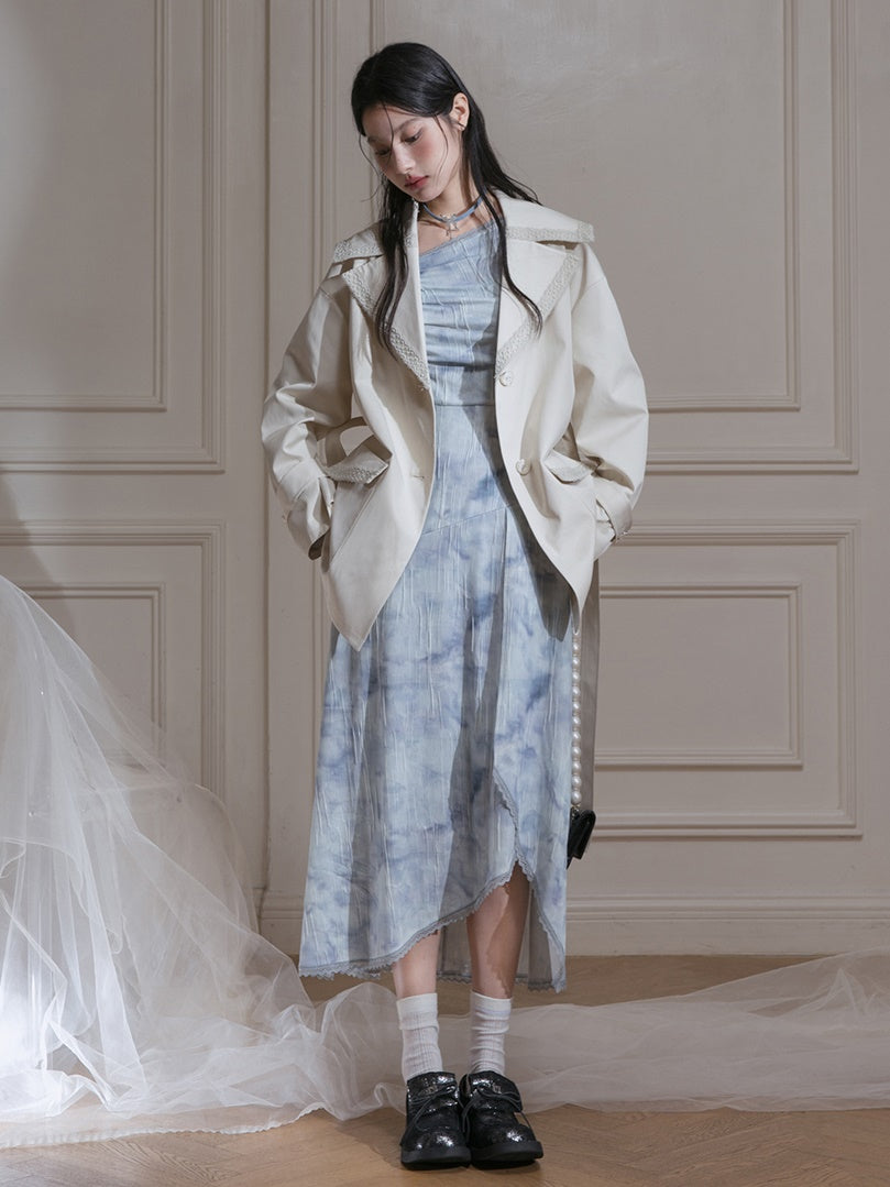 번지 인쇄 스트레치 타이트 드레스