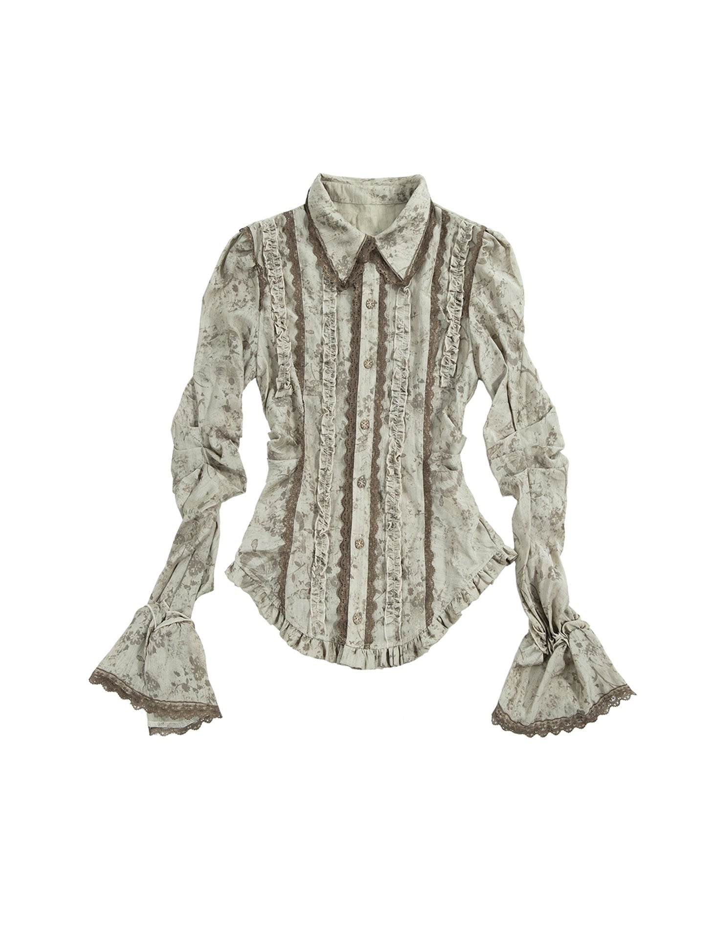 Lace Frill Stitch Romantic Shirt