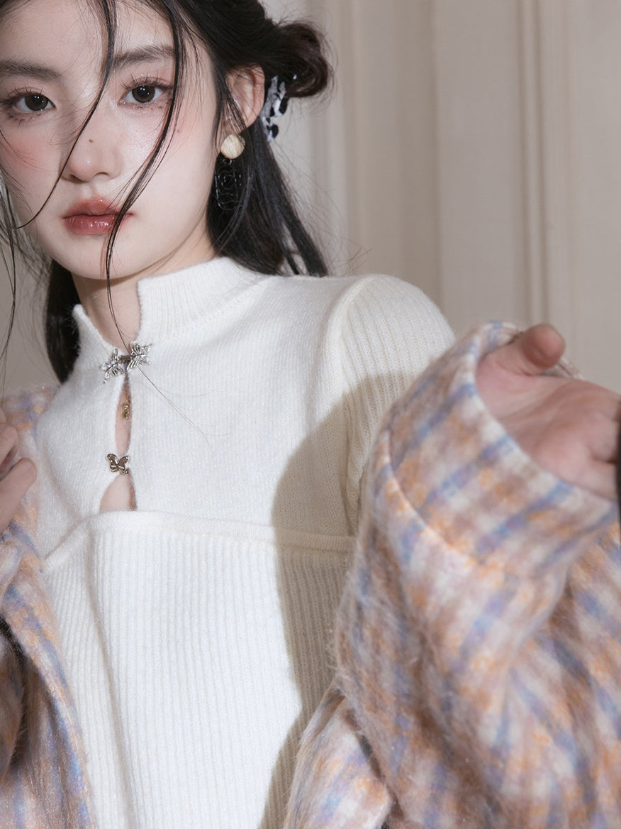 Oriental Style Knitted Short Dress