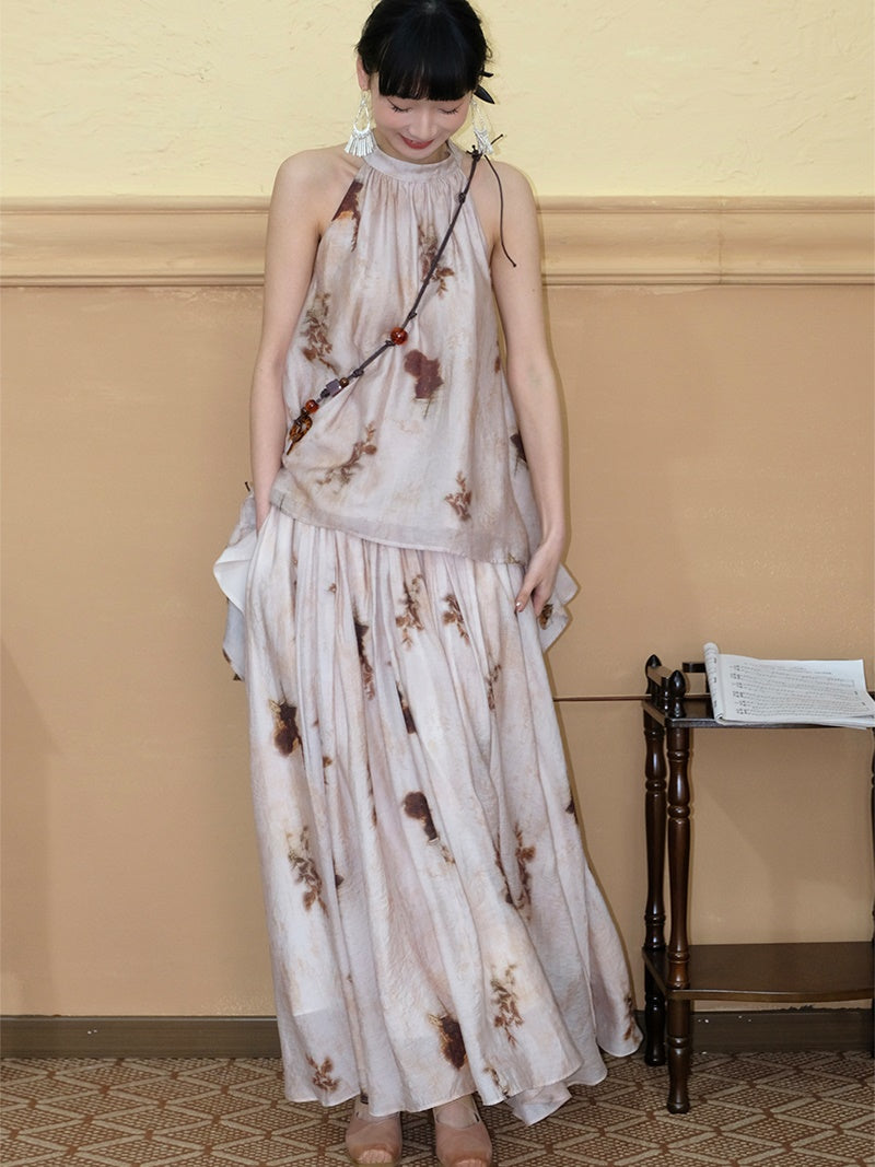 Tie-dye Style Long Gather Skirt