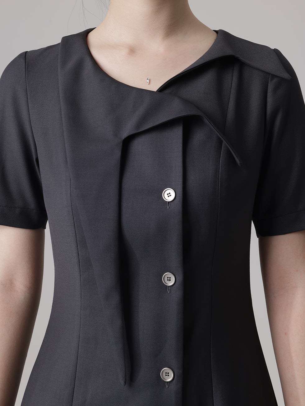 Futuristic Backless Lace-up Asymmetry Collar Dress