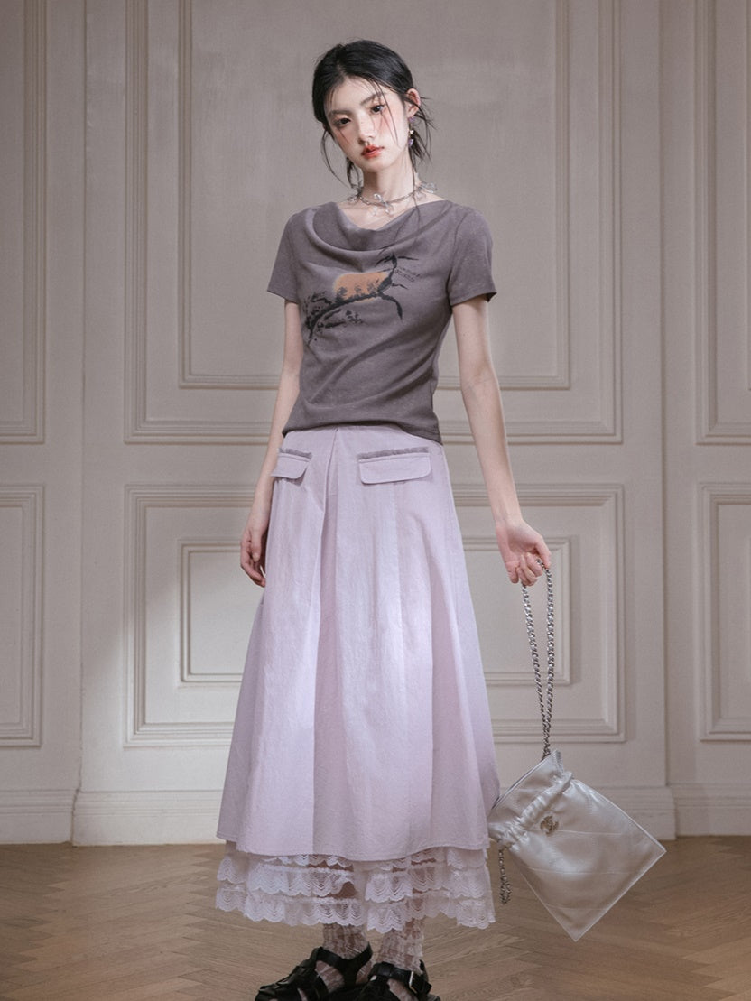 Fringe Stitch Camisole & Cake Long Skirt Set-up