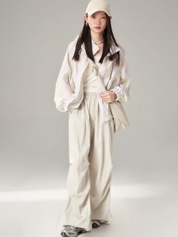 Rainbow Striped Windbreaker & Short Pants