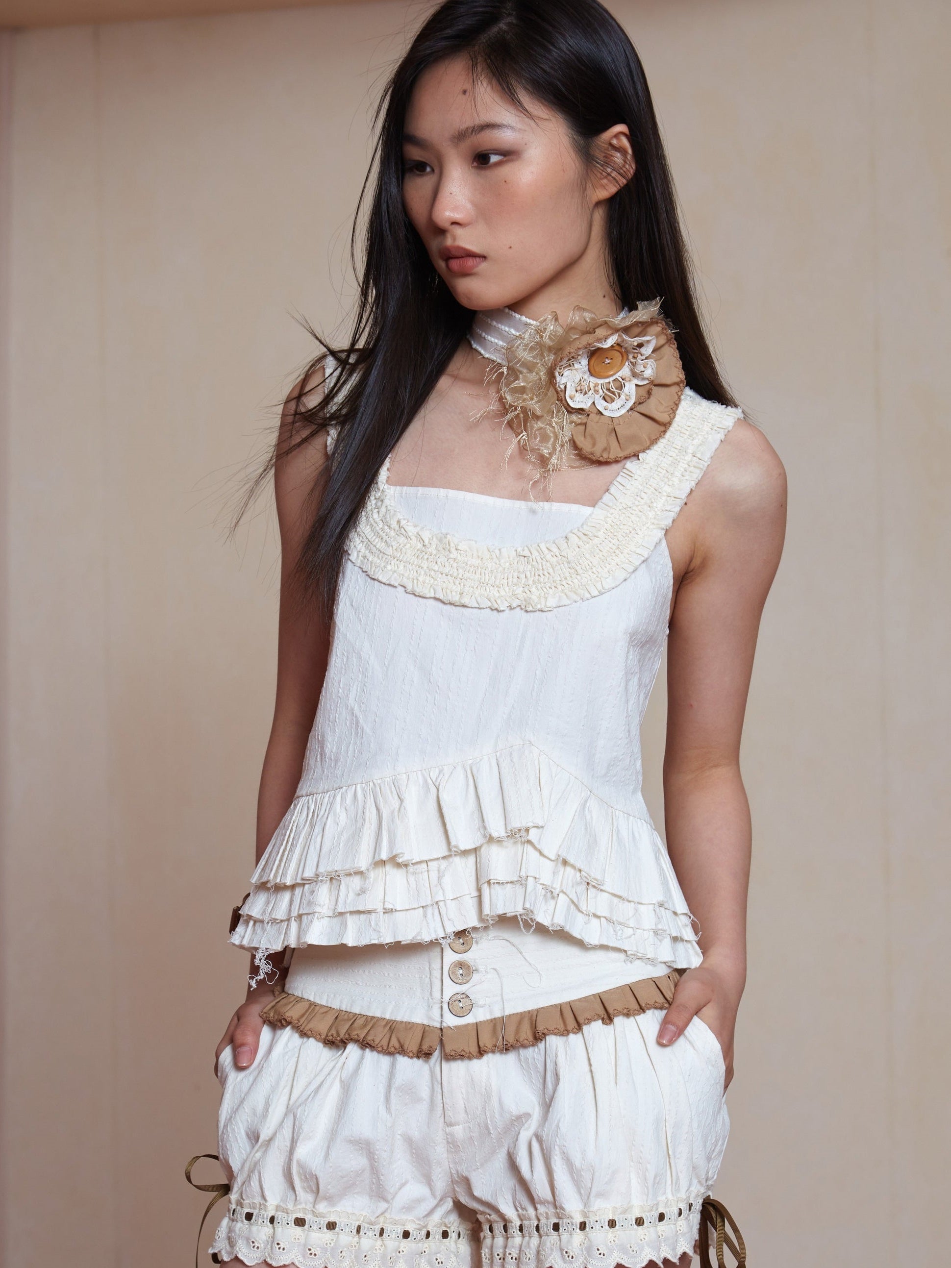 Multi-Layer-Spitze abtrennbare Blumendekoration Schlinge Top