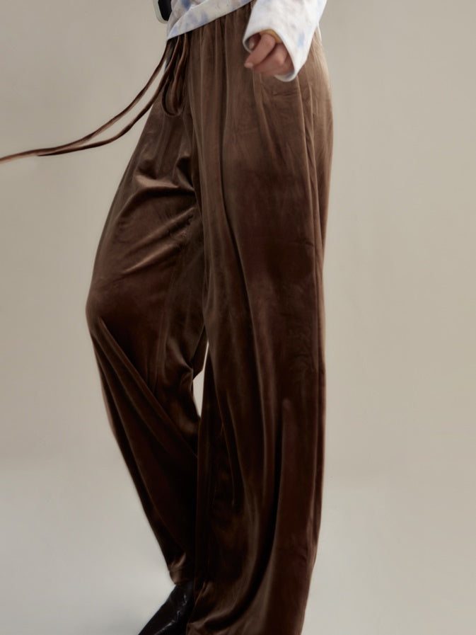 Pantalon décontracté en velours élastique