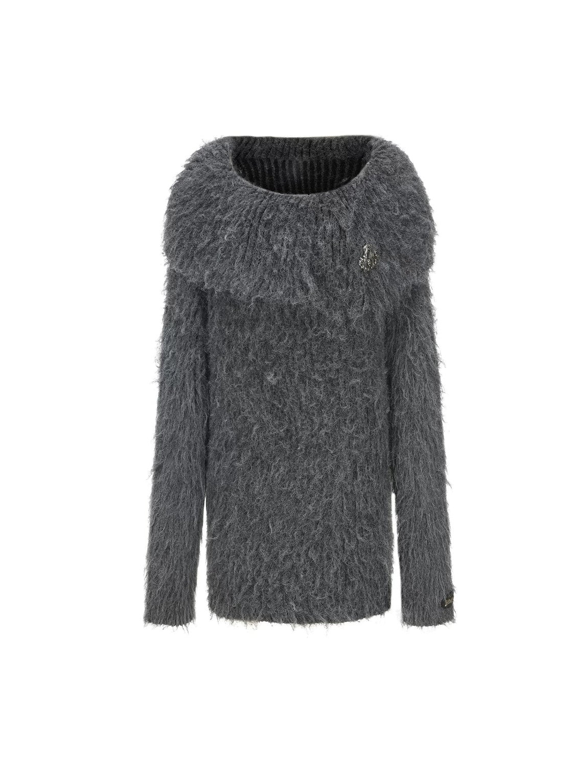 Off-Shoulder Knitted Loose Fluffy One-piece