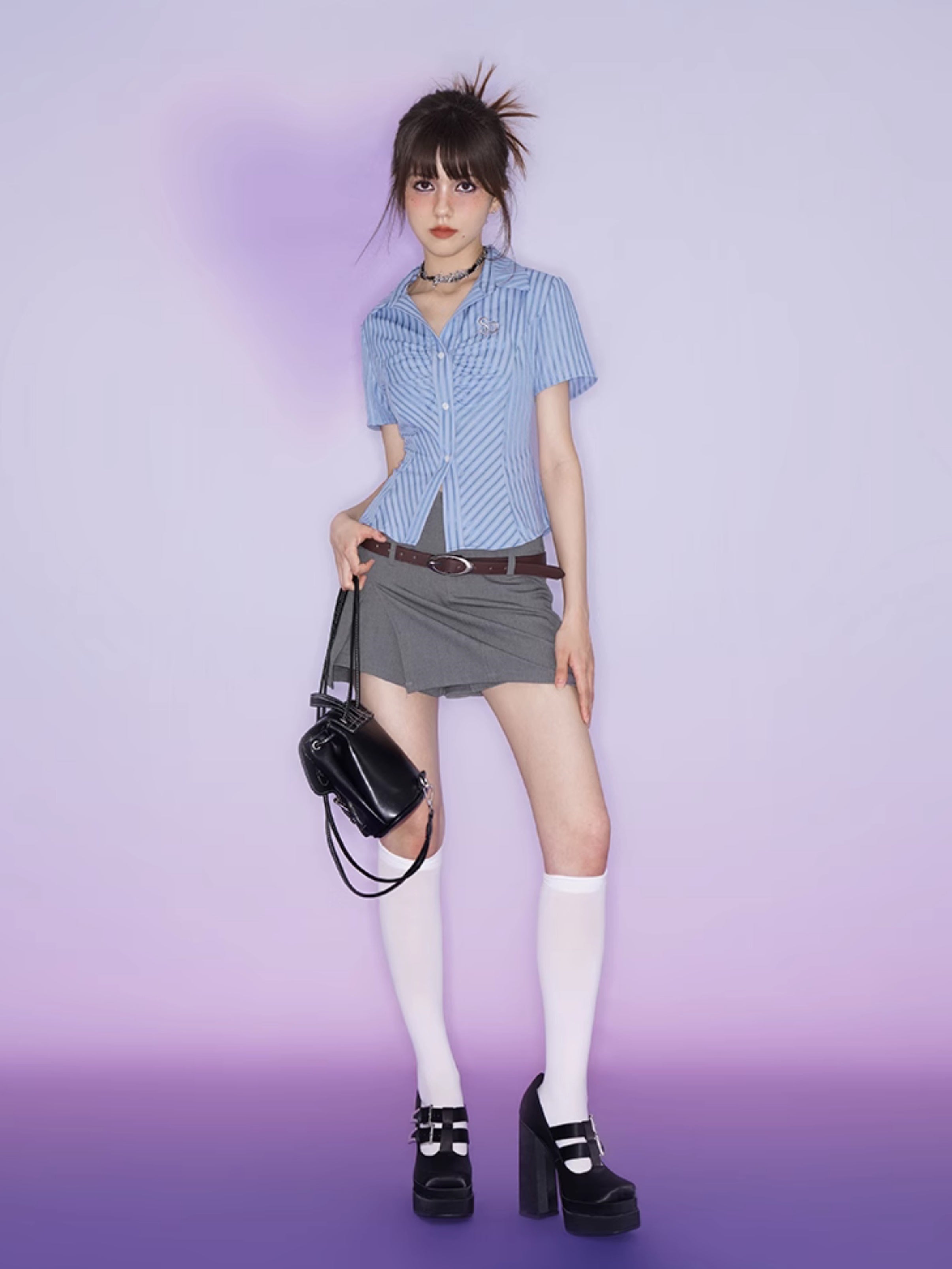 Striped Taille Slim Shirt