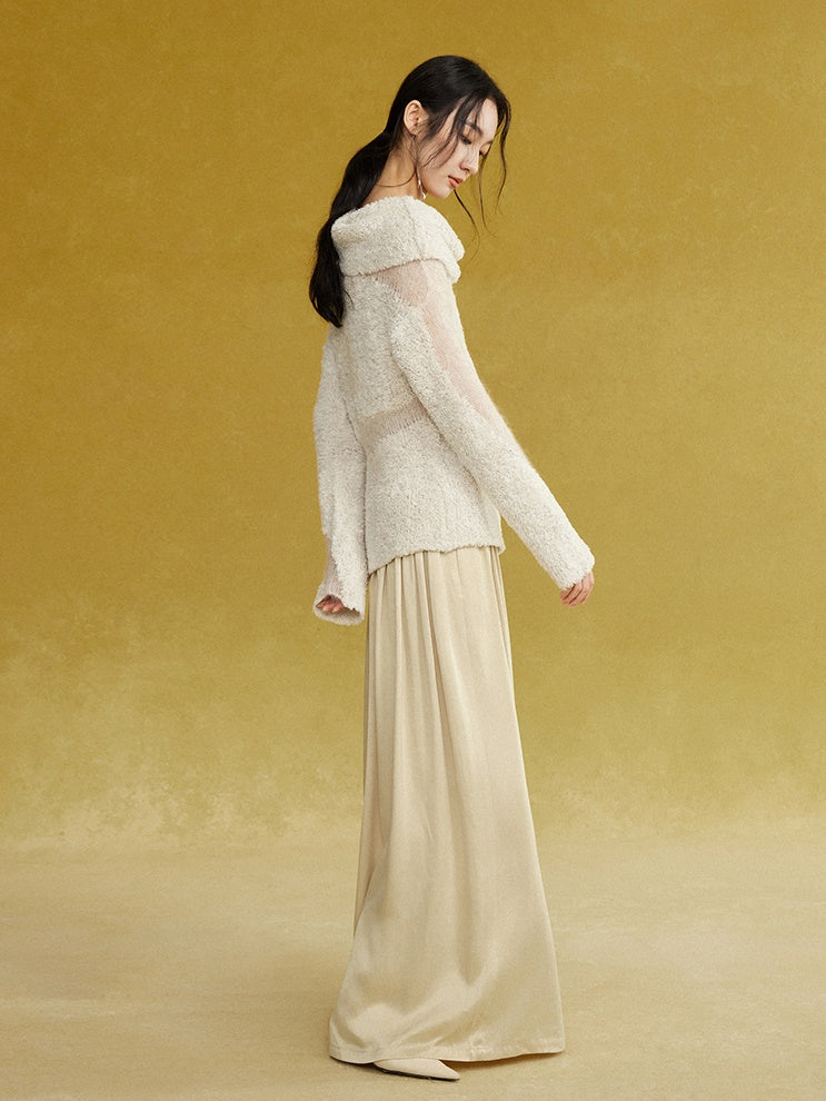 Patchwork Asymmetrical Pile Collar Sweater