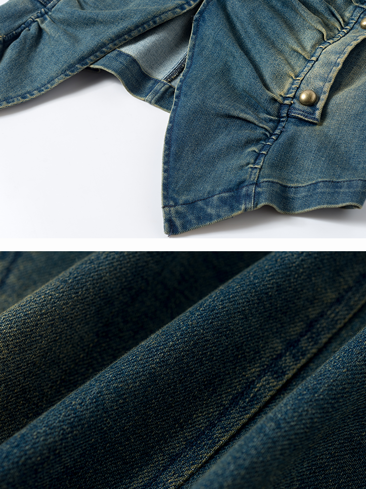 Street Pleated Stacked Denim Jacket