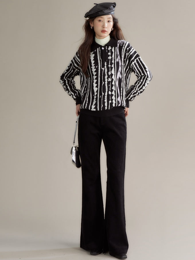 Retro Cordom Slim Bell-Bottom-Schlitzhosen