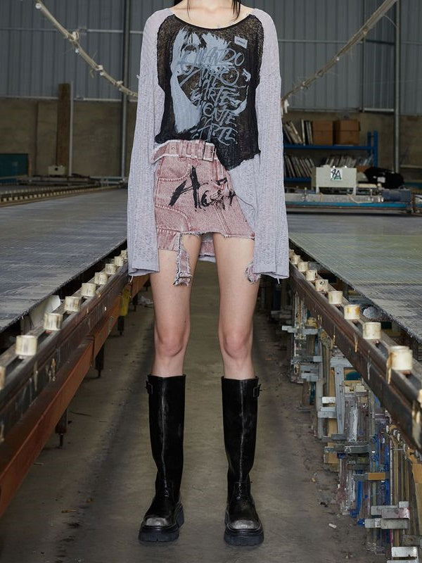 Street Damage Paint Short Skirt