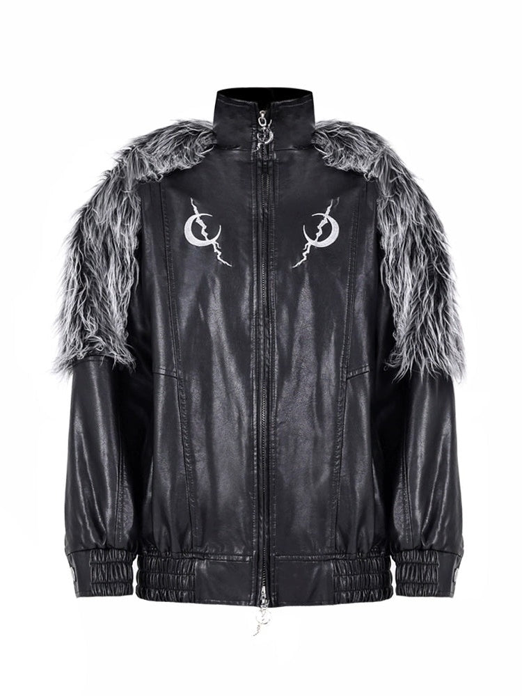Couture en fourrure à double fermeture éclair en cuir sans sexe