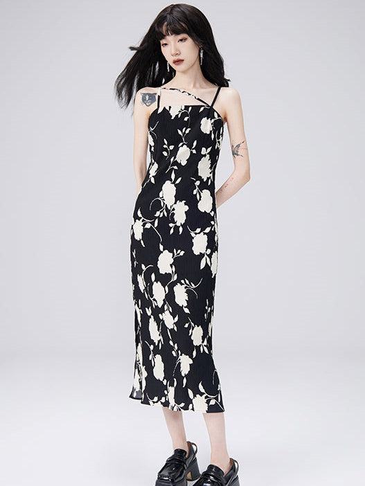 Flowers into Painting Suspender One-piece