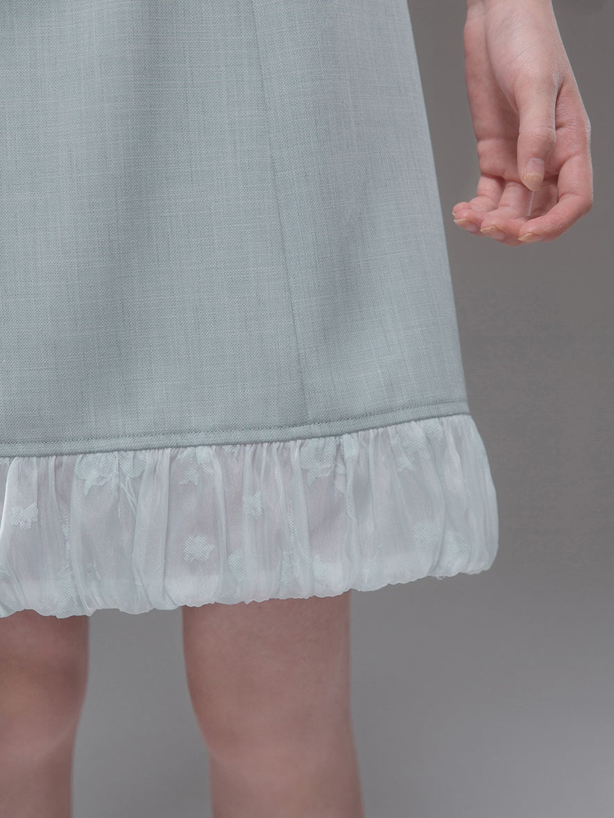 Lace Patchwork Double Layer Flower Bud Dress