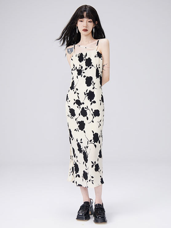 Flowers into Painting Suspender One-piece