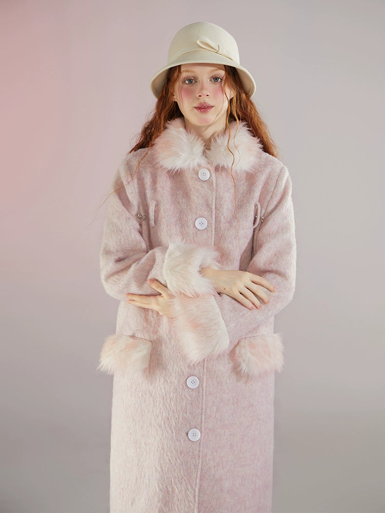 Fur Doll Collar Ribbon Strap Coat