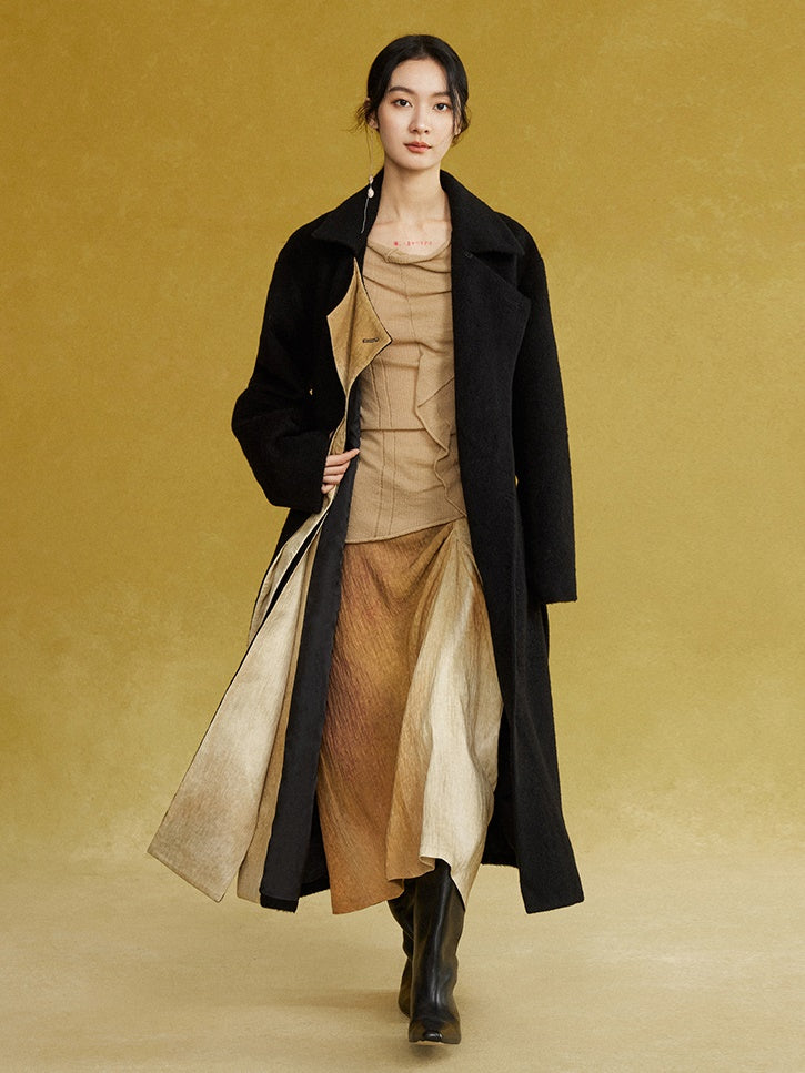 인쇄 된 해체 스 플라이 싱 긴 길이의 양면 코트