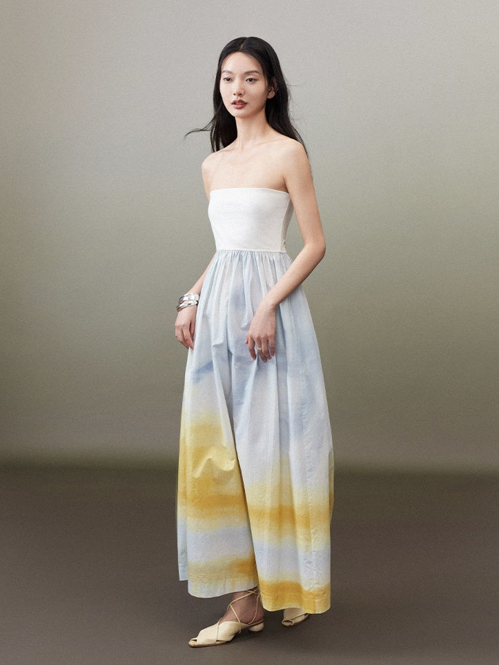 Detachable Shoulder Strap Printed Bare Top One-piece