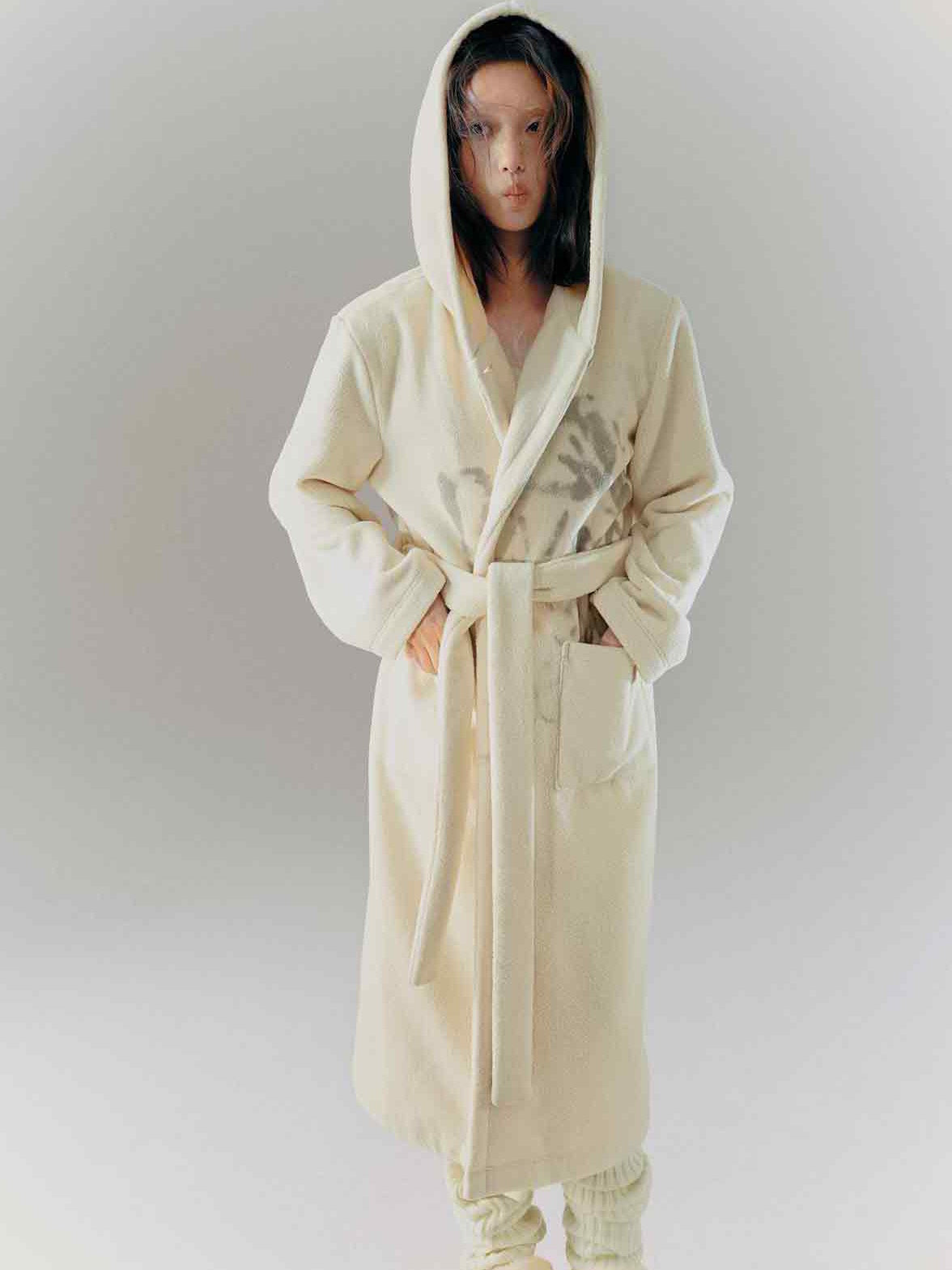 Lose Plüschgraffiti bedruckte Kapuze -Bademantel