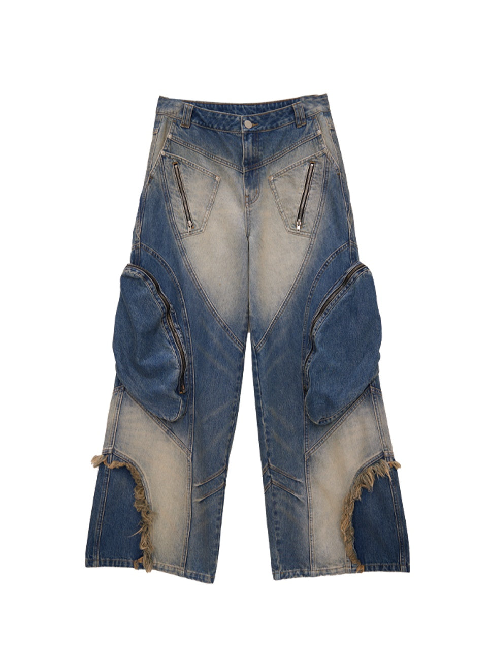 Pockets Rinse-dyed Work Jeans